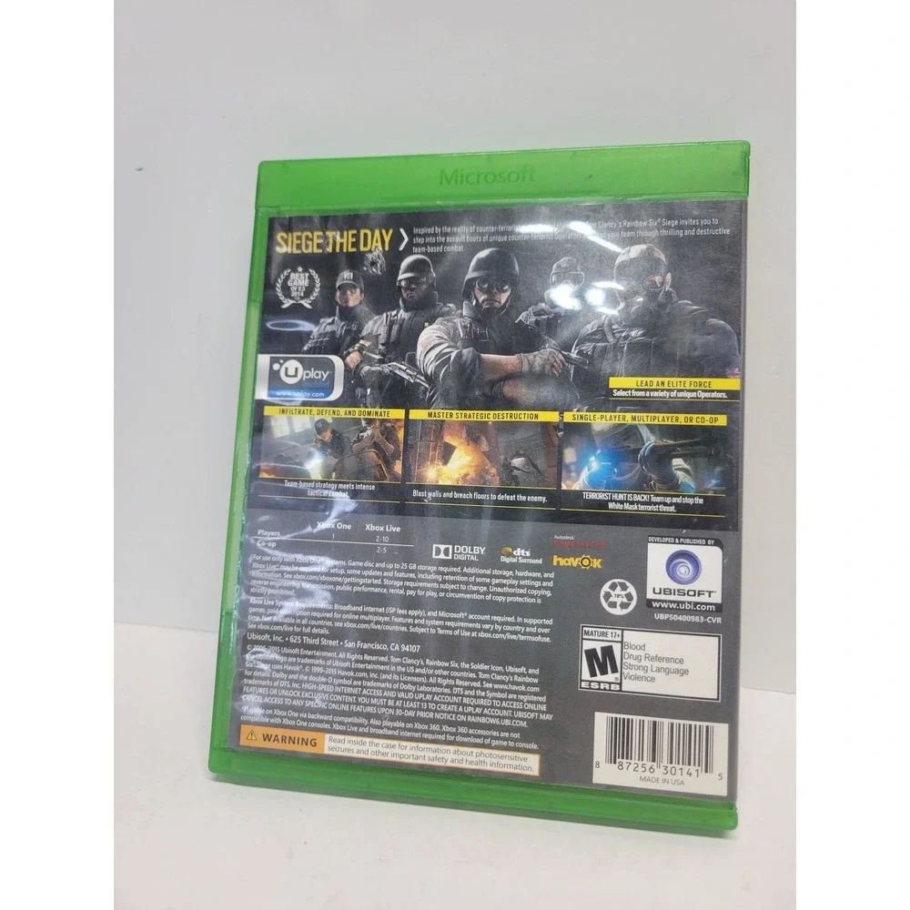 Tom Clancy's Rainbow Six Siege Microsoft Xbox One 2015 Tactical Shooter FPS Disc